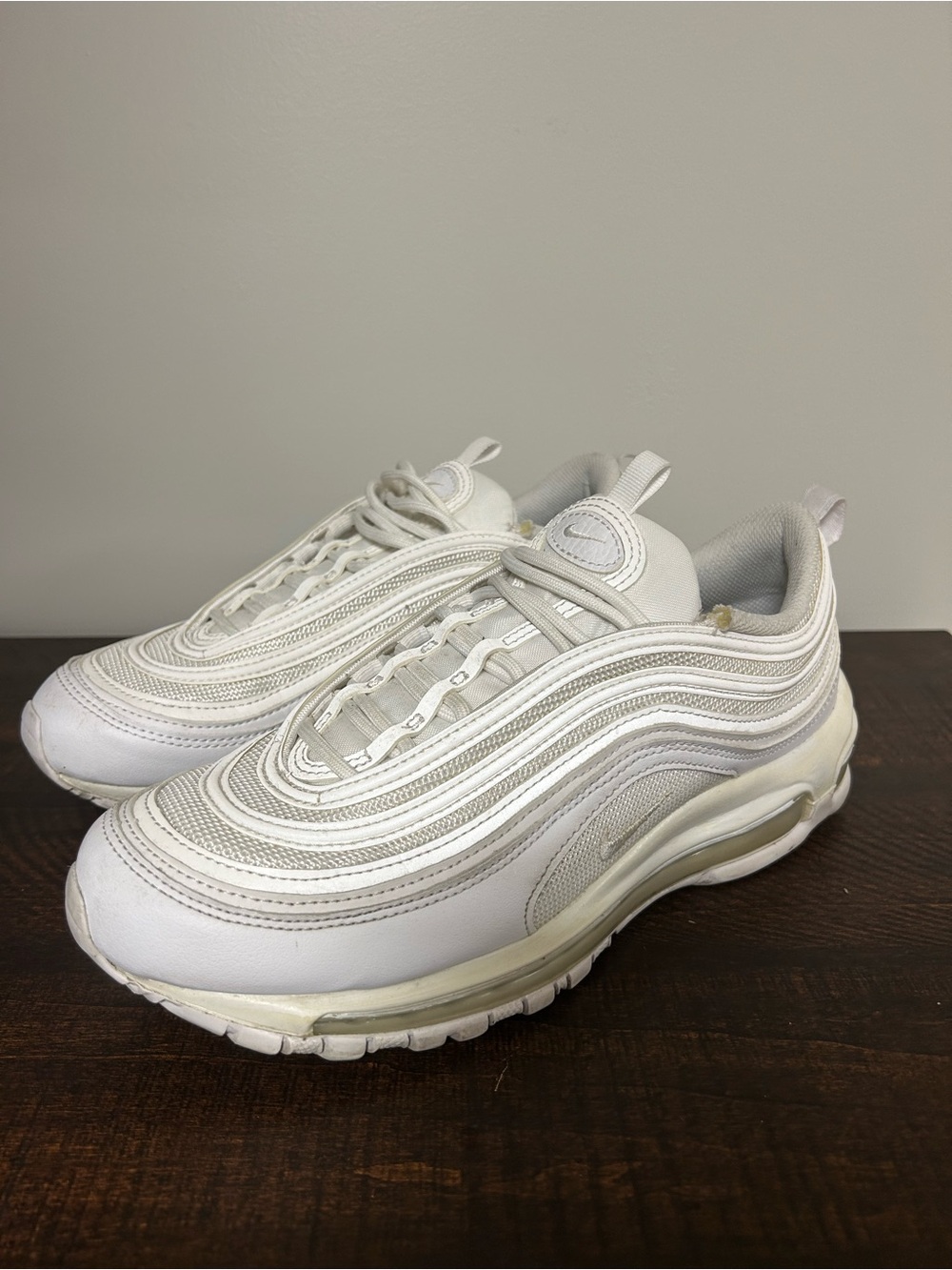 Nike Air Max 97 Women’s Size 9 Triple White Athletic Running Sneakers Shoes